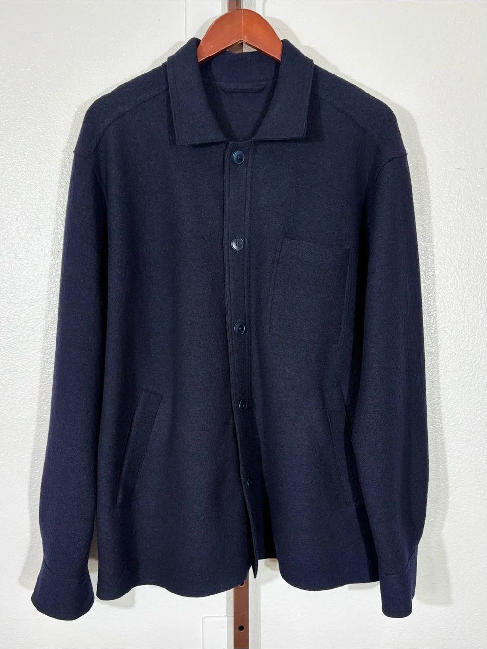 ETON Boiled Wool Shirt Jacket​ in Navy Size XL
